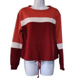 Ellie & Kate Womens Top Size S Colorblock Long Sleeve Pullover Drawstring Hem